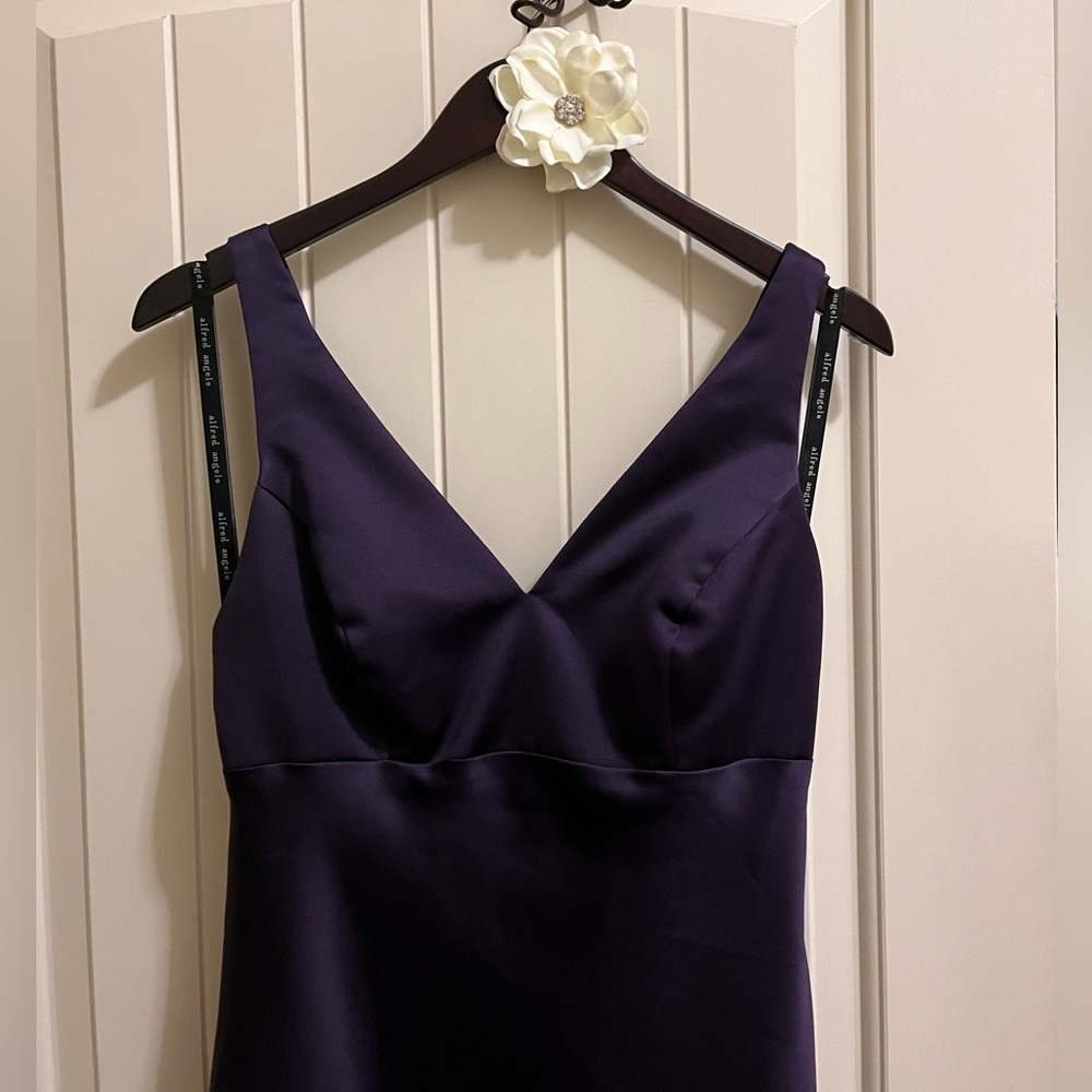 Art Deco Satin Open Back Deep Purple Formal Prom Wedding Bridesmaid - Picture 3 of 13